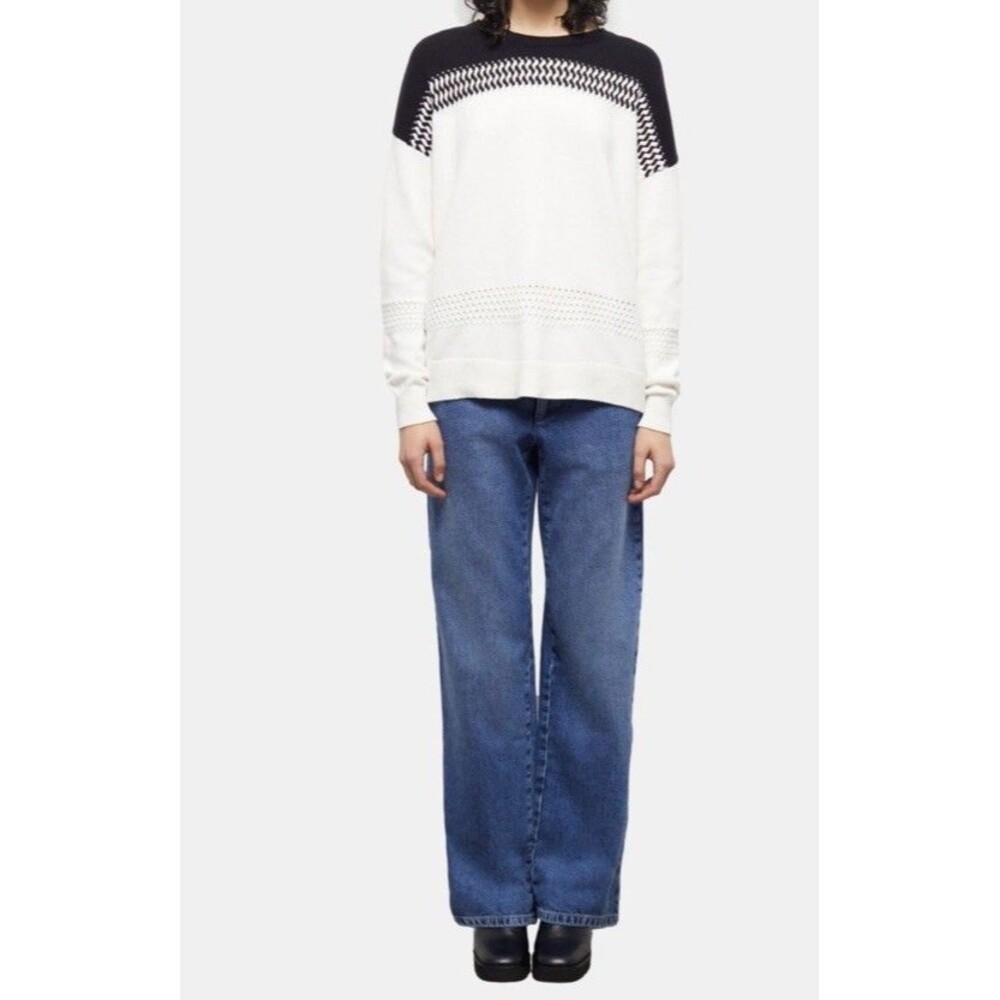 The Kooples Two-tone Sweater Sz S Cotton + Cashmere Black White oversized